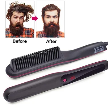 Image Heating Straightening Comb Hair Straightener Brush Men Quick Beard Straightener Brush Beard Comb Styling Iron Smoothing Comb