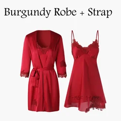 Zomer Nieuw Gewaad Set Zijde Satijn Lingerie Vrouwen Nachtkleding Kant Nachtkleding Nightgonw Sexy Slip Home Jurk Kimono Badjurk