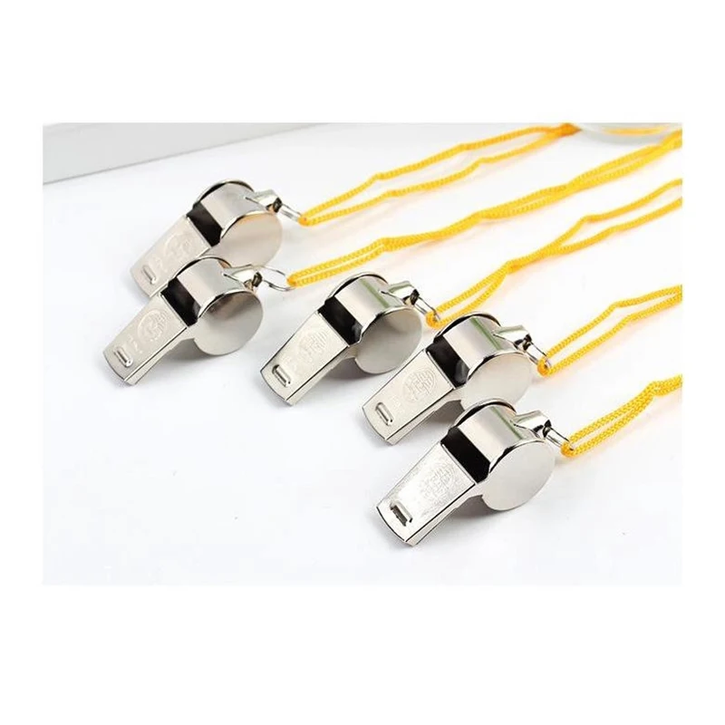New Loud Metal Whistle Team Sport With Rope Strong Sport Whistle Compact Wear Resistant Stainless Steel Whistles Lifeguards