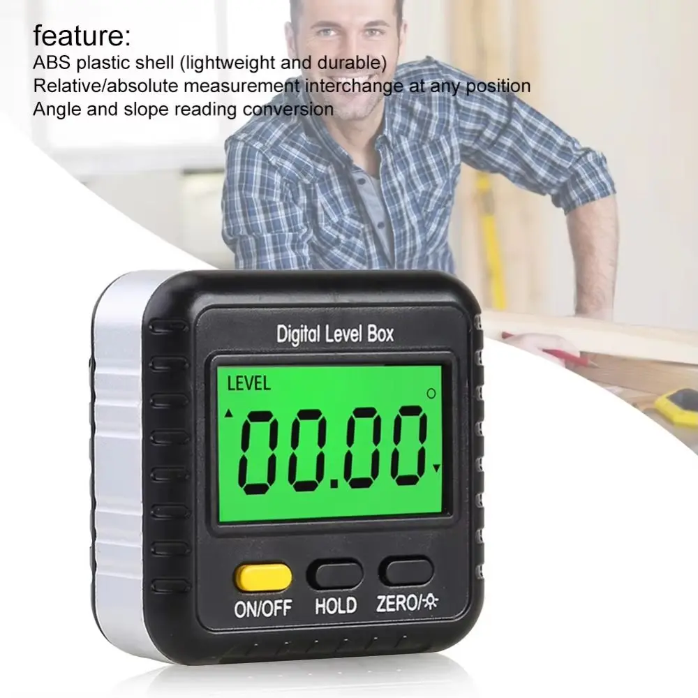 

360 Degree Electronic Protractor LCD Display ABS Plastic Shell Digital Inclinometer Mini Level Box Magnetic Angle Bevel Box