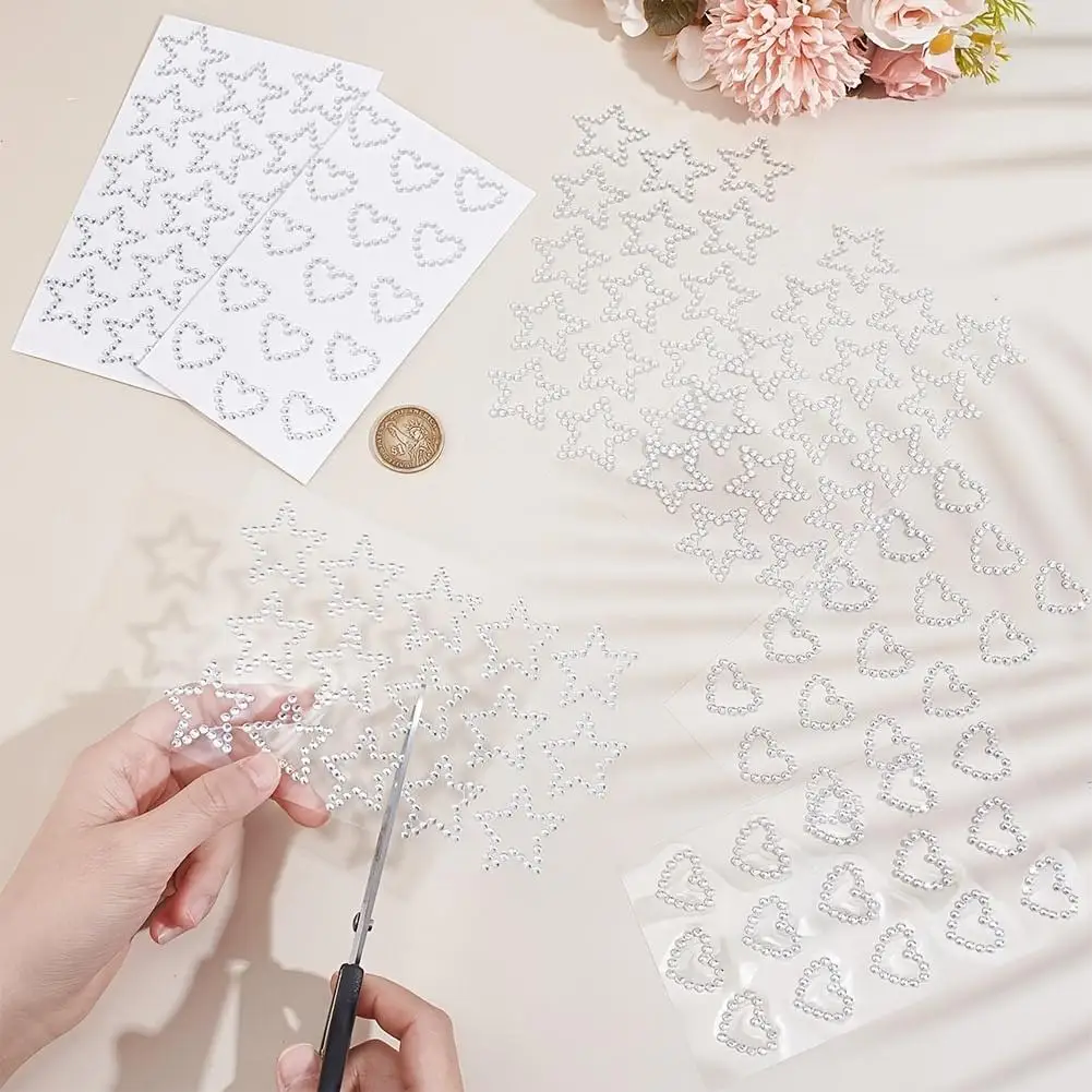 3 Sheets Sparkling Star Heart Face Rhinestones Clear 3D Rhinestone Cheeks And Body Stickers for Holidays Parties And Photos