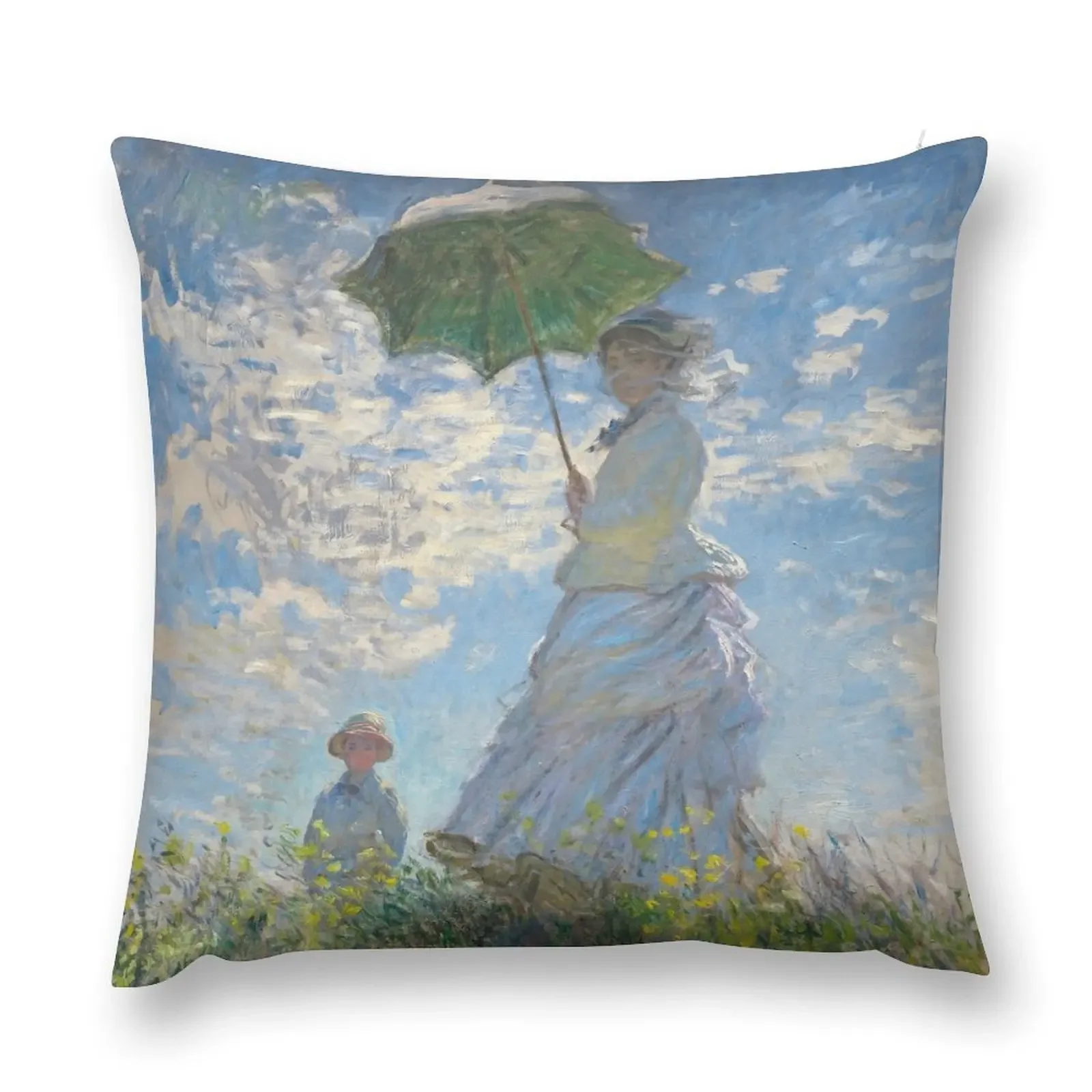 HD. Woman with a Parasol, by Claude Monet. HIGH DEFINITION Throw Pillow Cushions Home Decor Rectangular Cushion Cover pillow