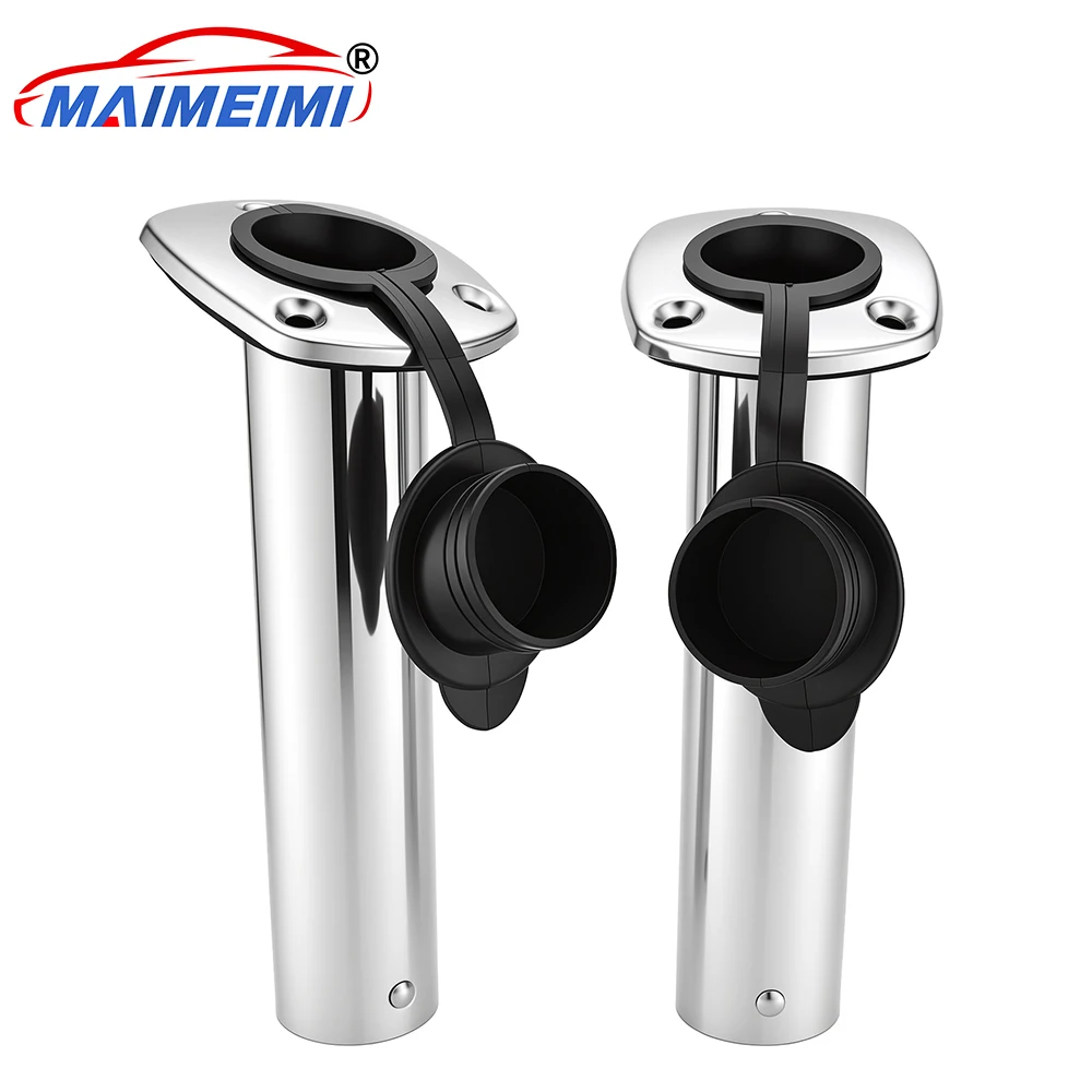 2X Stainless Steel Flush Mount Boat Fishing Rod Holder 15/30/90 Degree Rod Pod for Marine Boat