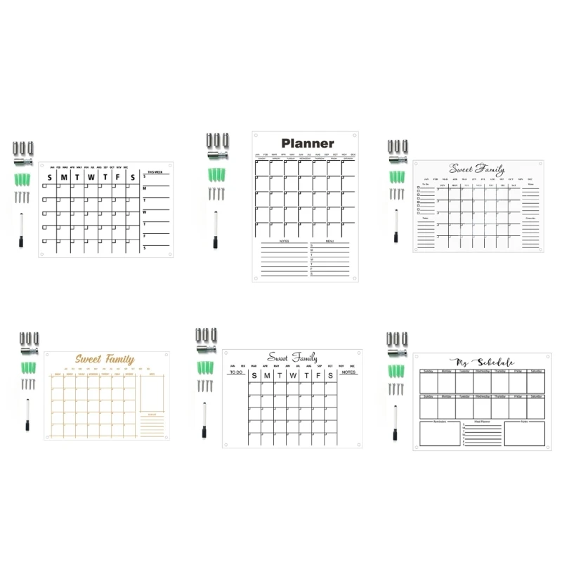 

Акриловый календарь для настенного сухого стирания, ежемесячная еженедельная доска для дома, офиса