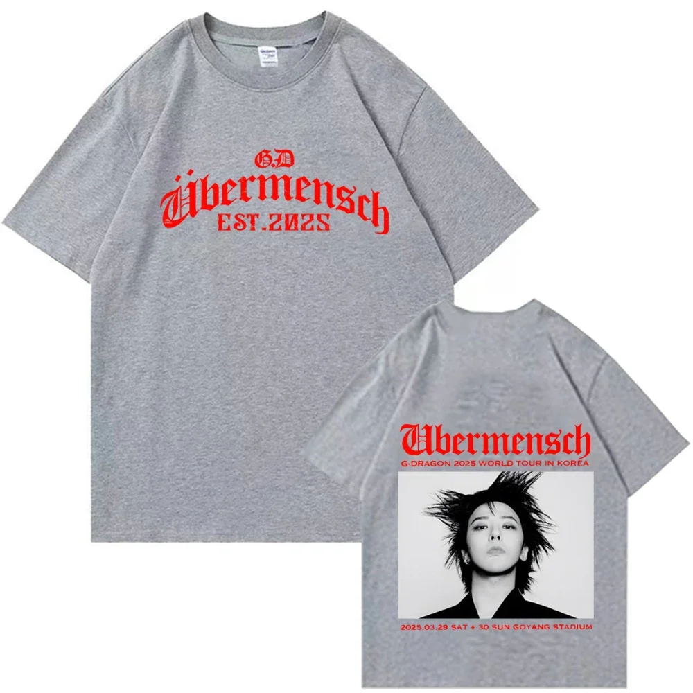 Gdragon-Ubermensch World Tour 2025 เสื้อยืดผู้หญิง Harajuku O-คอเสื้อลําลองฤดูร้อน