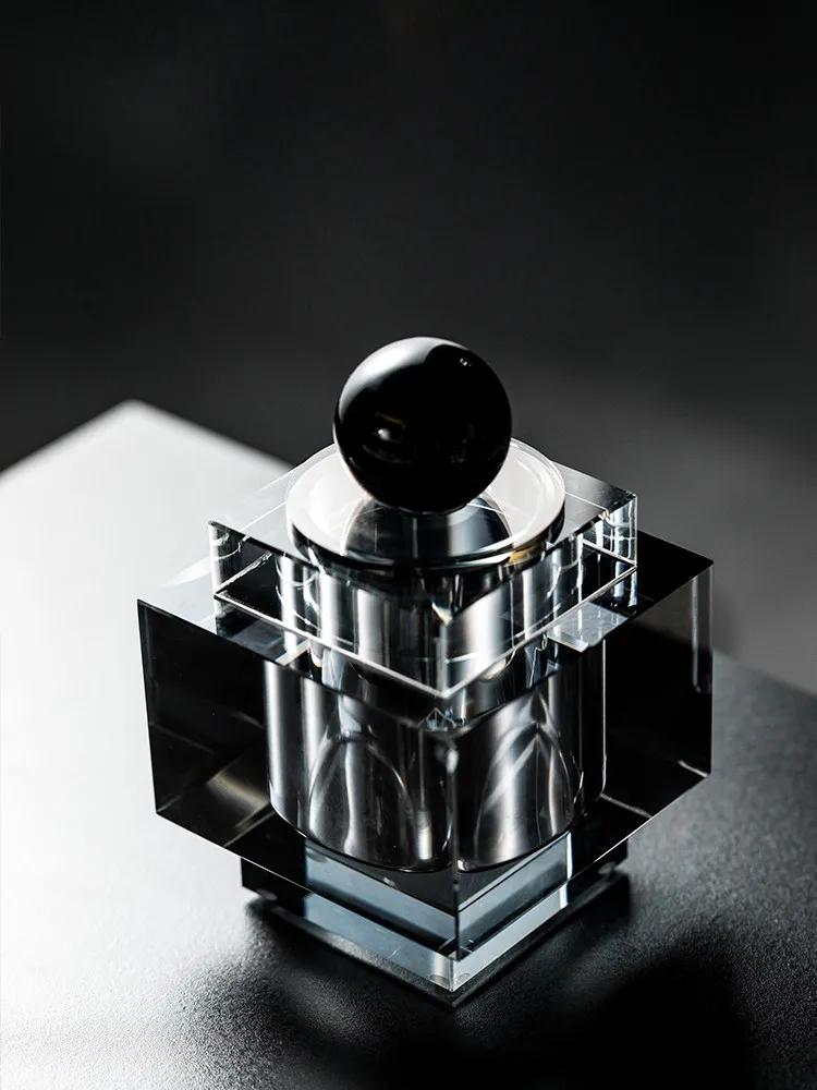 

Crystal Glass Cotton Swab Jar - Minimalist Bathroom Storage, Dustproof Leakproof Organizer for Cotton Buds & Toothpicks