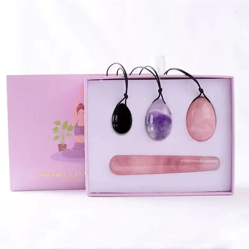 Natural Rose Quartz Drilled Yoni Egg Jade Eggs Vaginal Tightening Muscle Kegel Women Exerciser Jade Massager Tools