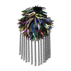 2pcs Beaded Sequin Epaulette for Clothes Punk Retro Epaulets DIY  Badge Shoulder Patches Chain Fringe Tassel Appliques