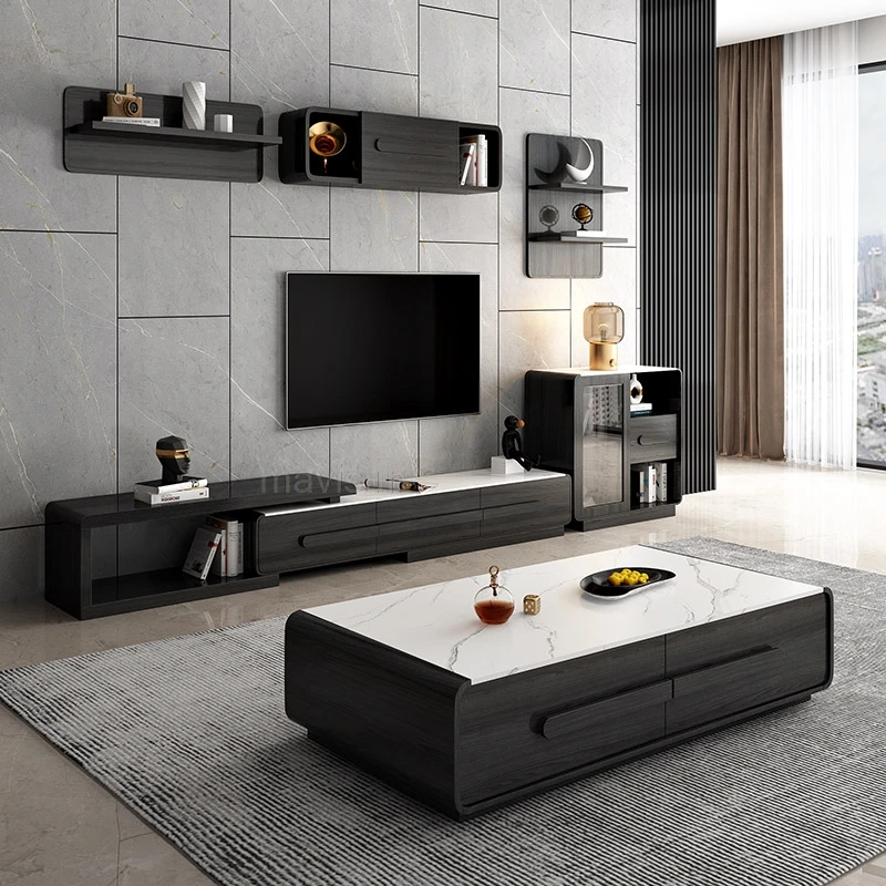 

White Practical Coffee Tabl Television Set Cabinet Modern Minimalist Versatile Home Furniture Extension Slate Table Furniture