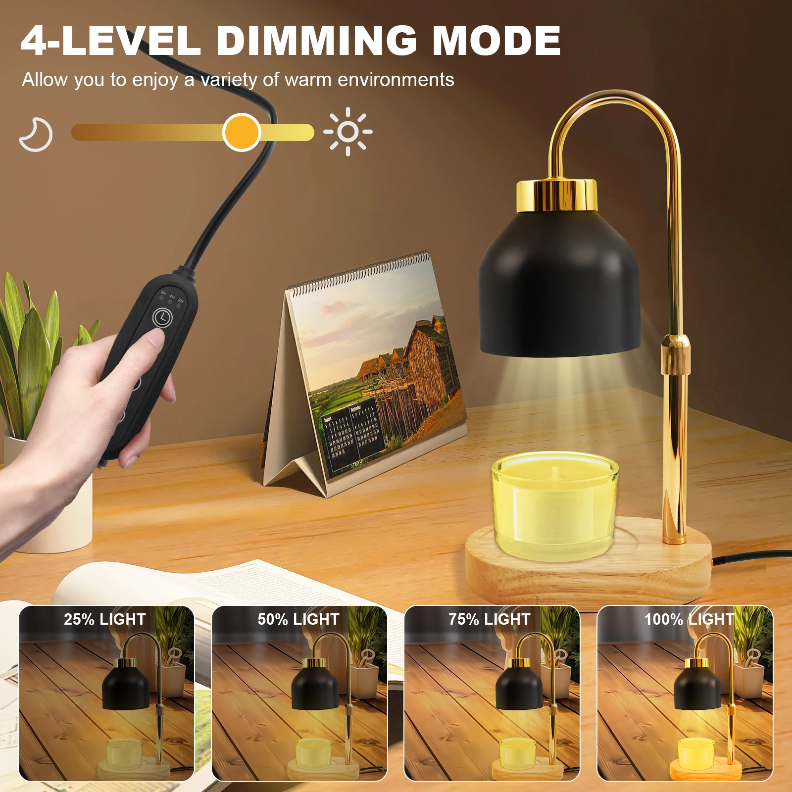 Candle Warmer Lamp Table Lamp Aromatherapy Candlestick Lamps Bedroom Atmosphere Electric Wax Melter Lamp Adjustable Brightness
