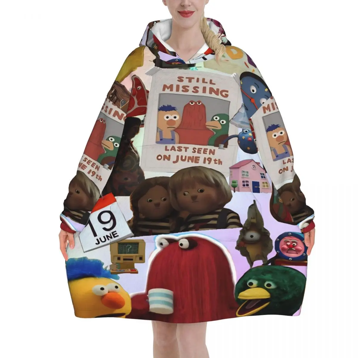 Don't Hug Me I'm Scared Wearable Blanket Hoodie  Warm Cozy Oversize Blanket Sweatshirt Thick Fleece Hooded Blanket with Pocket