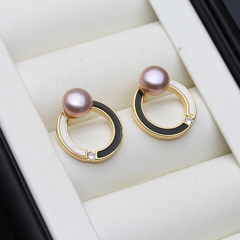 Gold Plated Freshwater Pearls Earrings For Women,925 Silver Pin Real Pearl Stud Earrings Korean Earrings