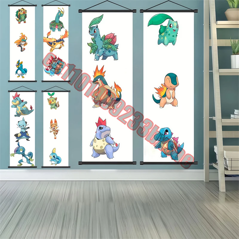 

Японский классический мультфильм аниме Pokemon Squirtle, Bulbasaur, высокое качество, прокрутка, картина, подходит для украшения спальни, подарок