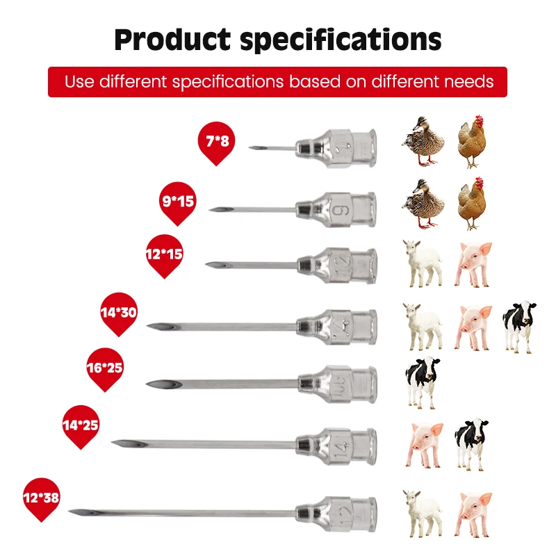 3ml Continuous Vaccine Injection Syringe with 10 Needles Automatic Adjustable with Scale Pig Cattle Sheep Chicken Accessories