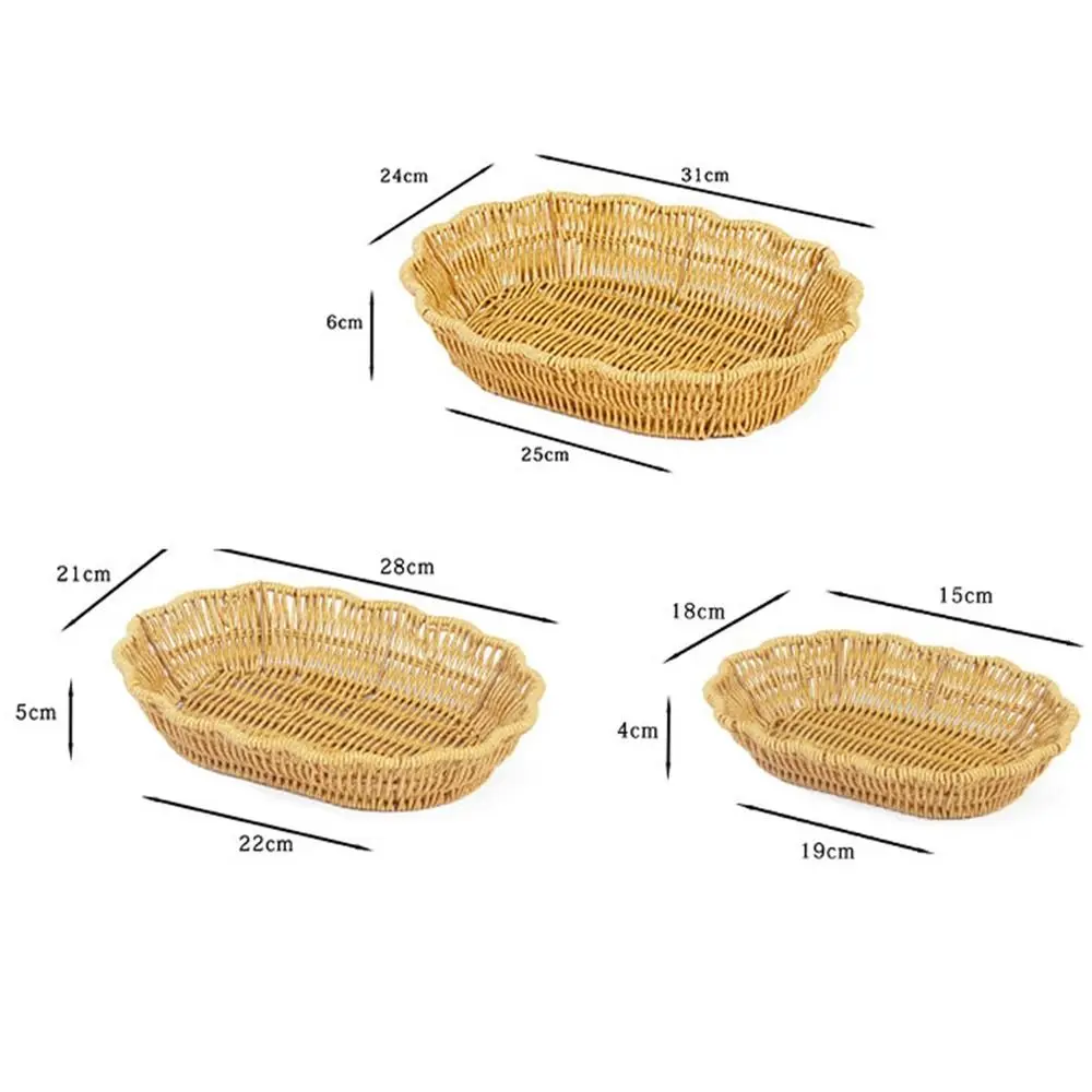 Multistyles Imitation Rattan Fruit Plate Retro Woven Handheld Creative House Candy Packaging Storage Rattan Woven Tea Tray