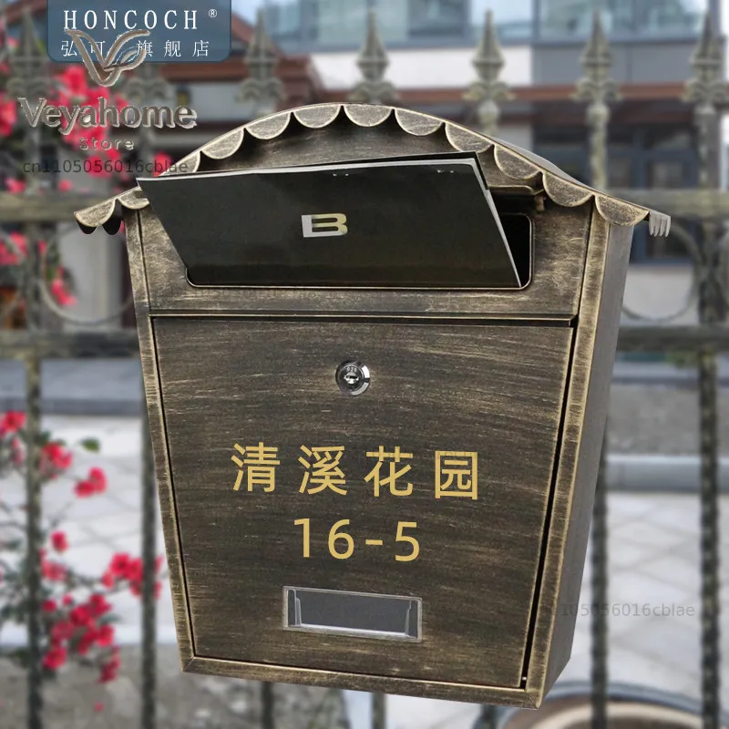 Customized door number, graphic European-style mailbox, outdoor wall-mounted creative waterproof mailbox, class letter