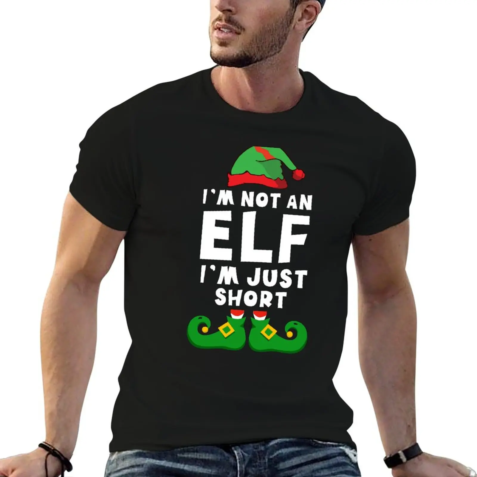 

I'm Not An Elf I'm Just Short Family Matching Christmas Pajamas Funny T-Shirt t shirt man designer funny t shirts man T-Shirt