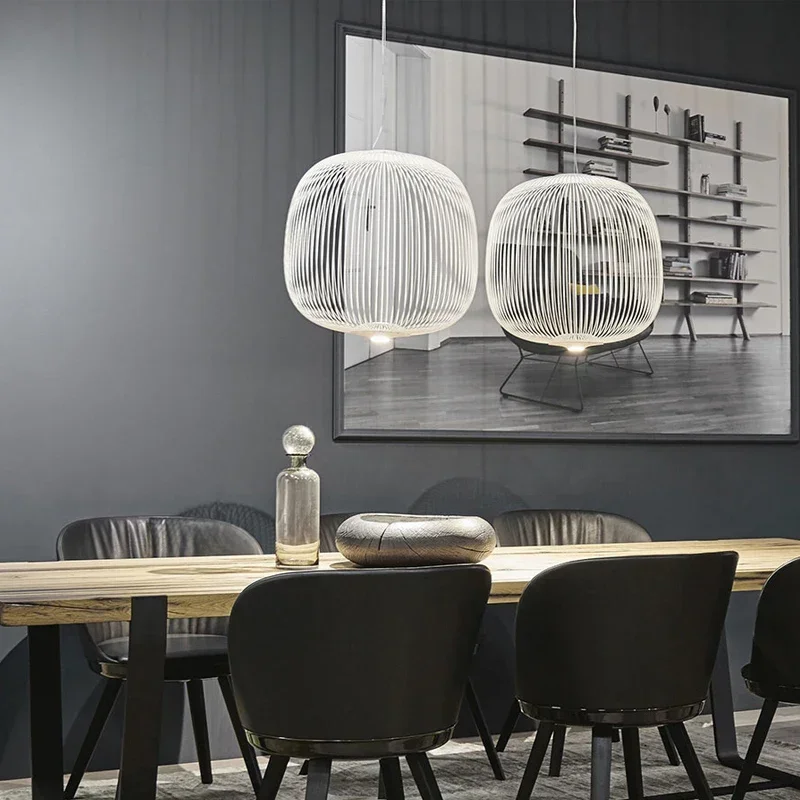 

Nordic Remote Foscarini Spokes LED Pendant Lights Industrial Lamp Bird Cage Chandelier Dining Room Living LOFT LED Hanging Lamp