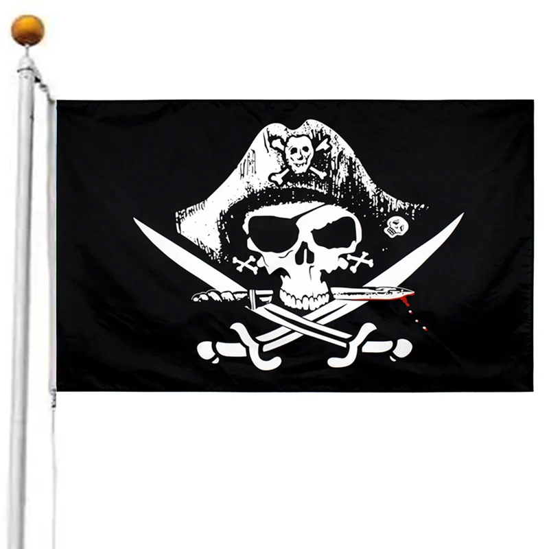 90X150cm Huge Jolly Roger Pirate Flag  Polyester Skull And Cross Crossbones Sabres Swords Pirate Flags For Decoration Activity