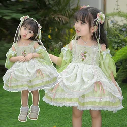Girls Lolita Dress Summer Baby Green Princess Dress Tutu Skirt Birthday Wedding Party Dress Toddler Girl Clothes Vestidos