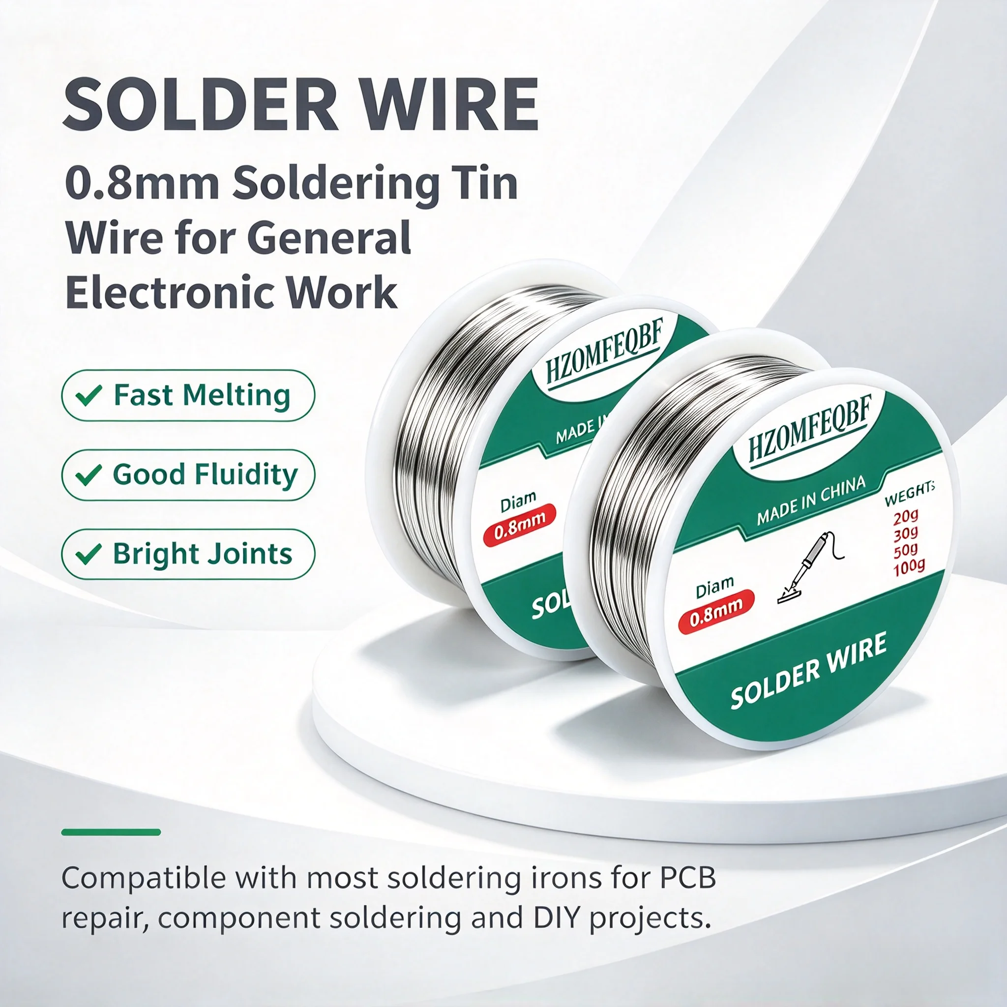 HZOMFEQBF Soldering Tin Wire 0.8mm Multiple Weight Solder Wire Spool for Circuit Board Welding & Wire Connection