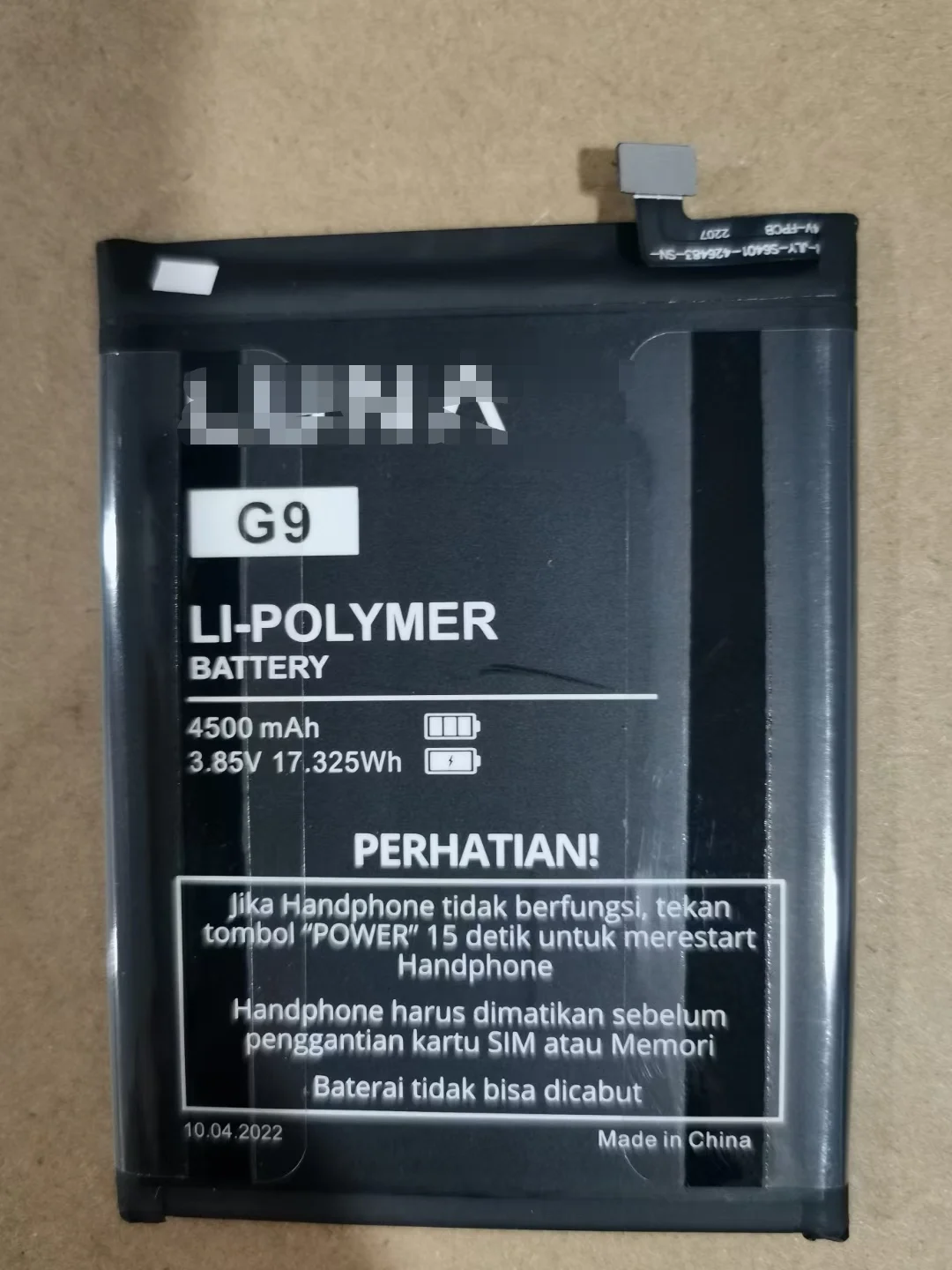 

Original New battery 4500mah 3.85V for LUNA G9 mobile phone High Quality battery