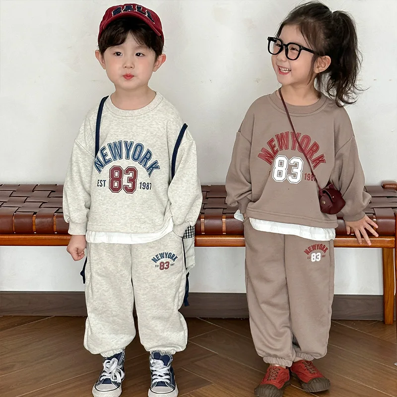 

18M-8Y Fashion Toddler Baby Boys Girl Fall Clothes Sets Baby Girl Clothing Set Kids Sports Sweatshirt Pants 2Pcs Suits Outfits