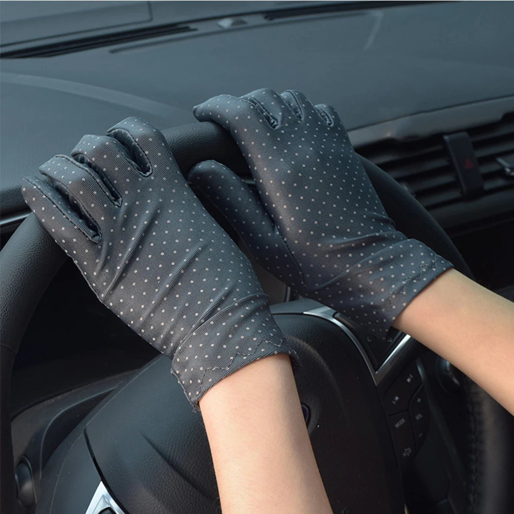 

Fashion Etiquette Elastic Summer Anti-UV Spring Sunscreen Women Gloves Dots Gloves Driving Gloves