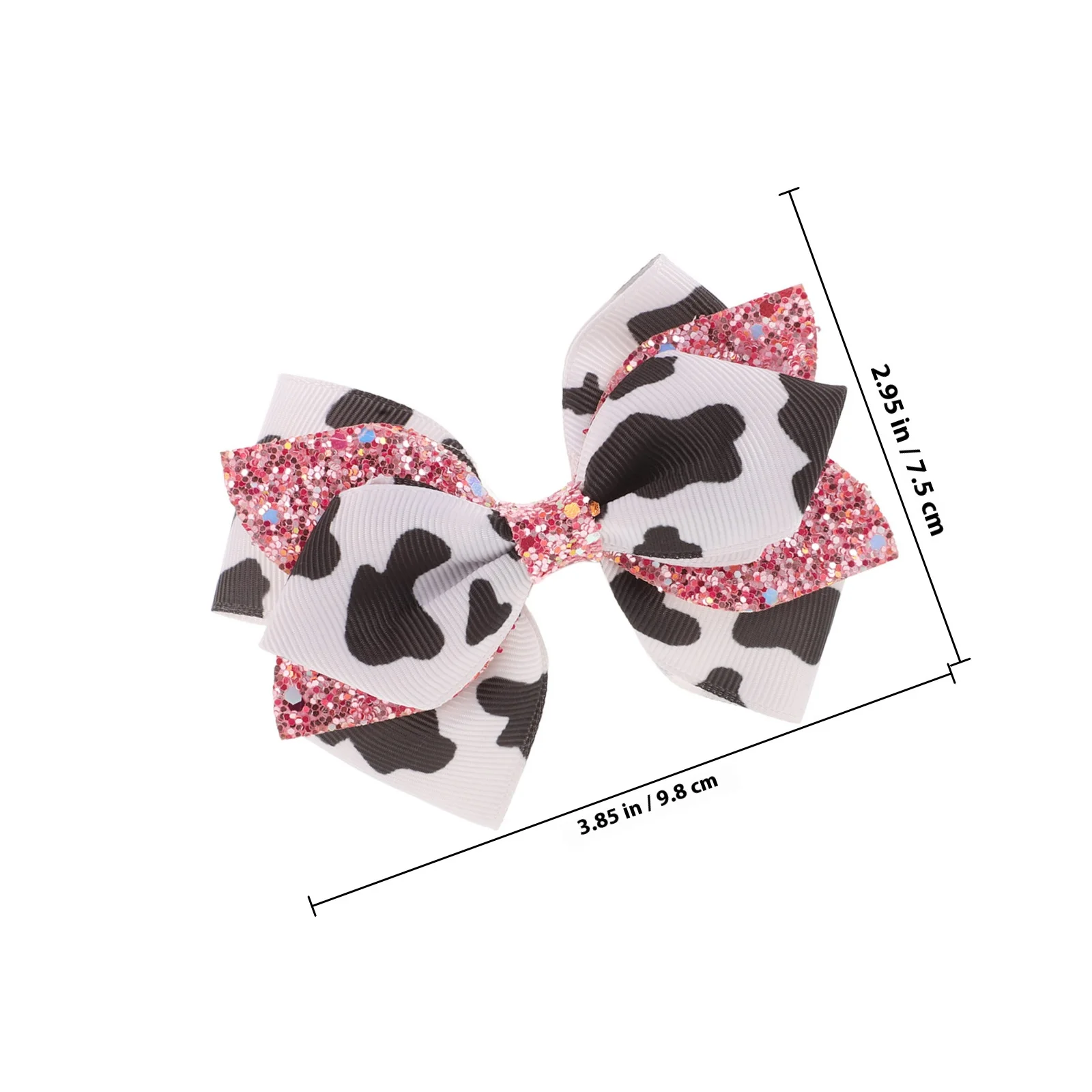 2 قطعة مقاطع الشعر البقرة طباعة أسود أبيض وردي Grosgrain الشريط التمساح كليب لحفلة عيد ميلاد يوميا #5