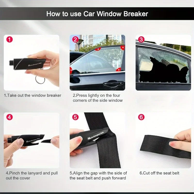 Safety Hammer Car Emergency Rescue Kit Key Chain Knife Life Saving Seat Belt Cutter Window Breaker Glass Emergency Hammer image 4