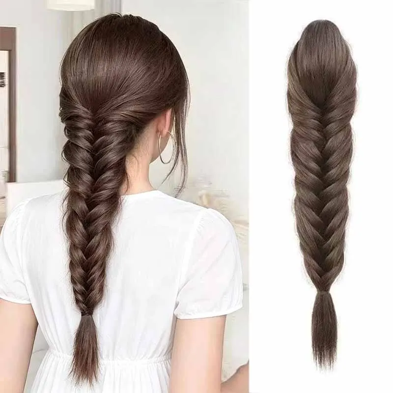 

Synthetic fishbone ponytail synthetic fiber high temperature resistant natural fashion hair accessory suitable for women to wear