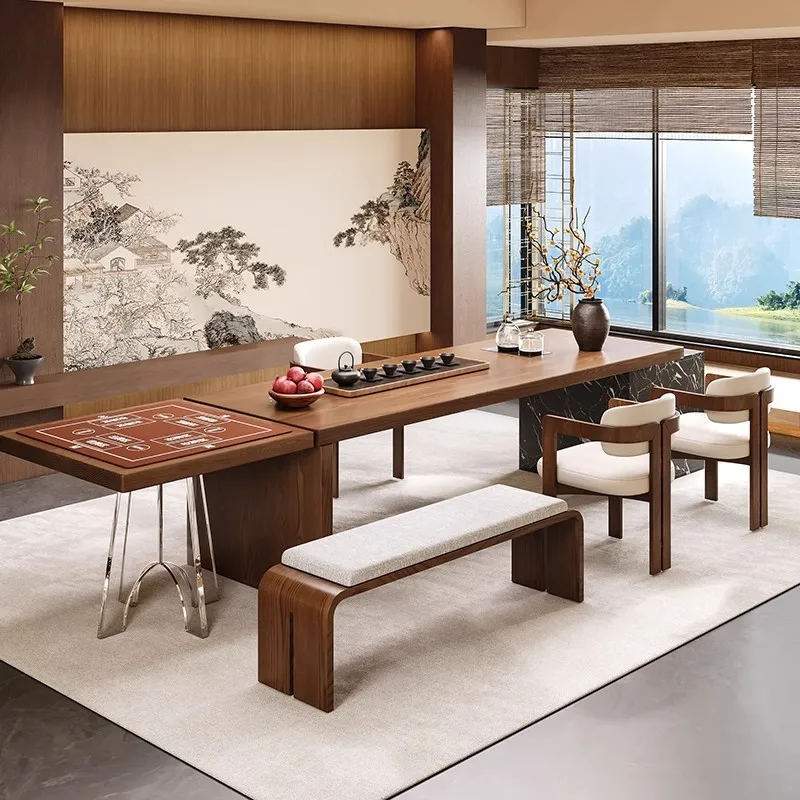 Solid wood tea table and chair combination New Chinese tea table integrated boss tea table