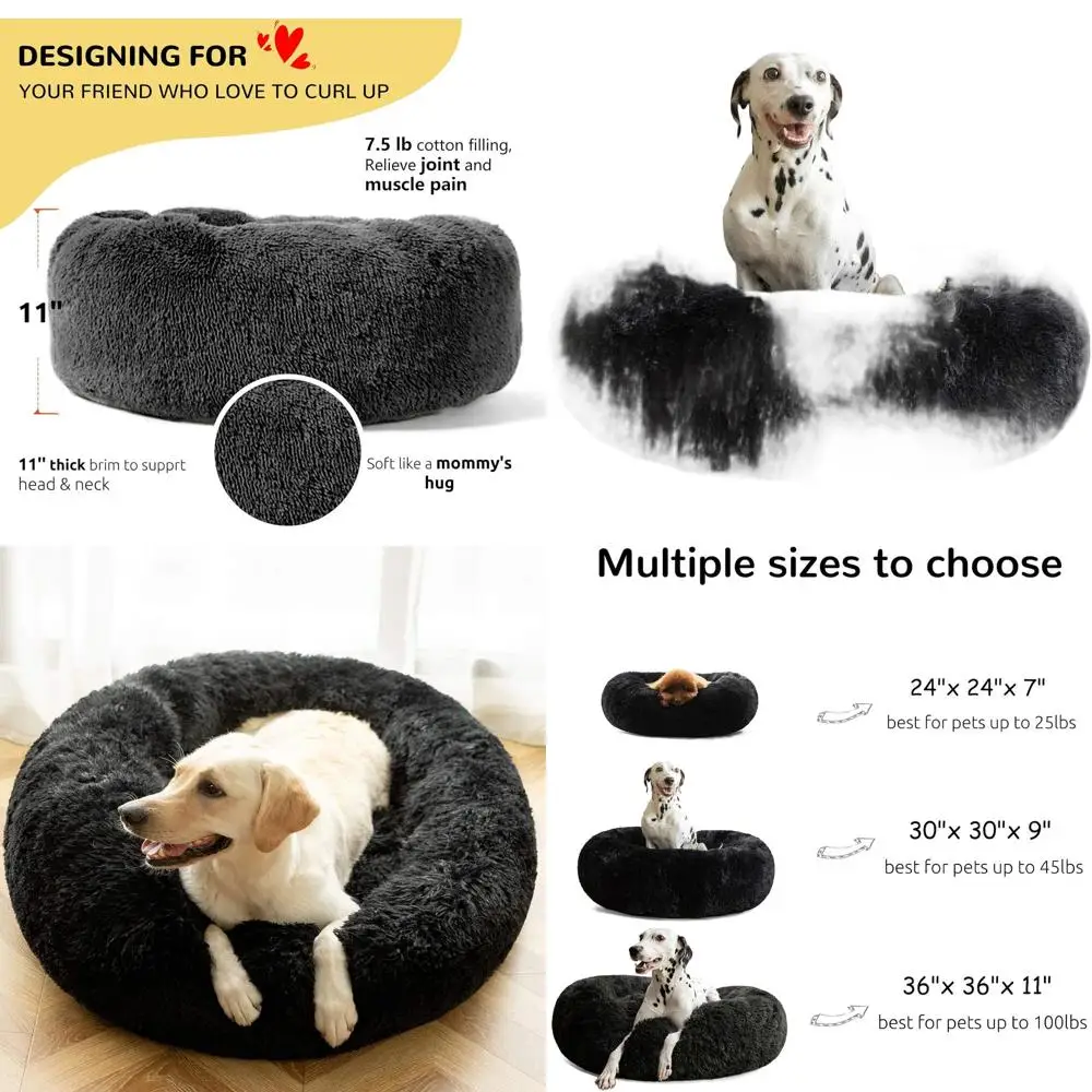 

Serene Donut Nest Dog Bed for Large Breeds, Indoor Use, 36