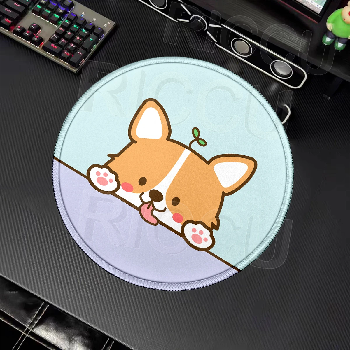 Cute Corgi Dog Mouse Pad Puppy Round Computer Office Desk Mat XS Rubber Lock-Edge Gamer Keyboard Mousepad Laptop Accessories Rug