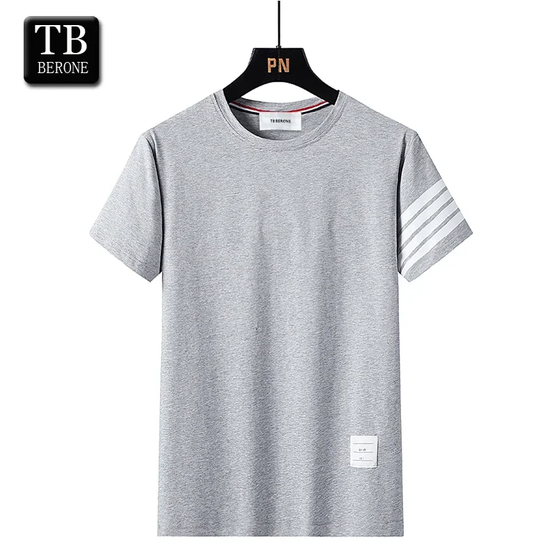 

TB BERONE Men's T-shirt Thom Brand Round Collar Cotton Waffle Four-bars Korean Version Of Sweat Breathable Leisure Short Sleeves