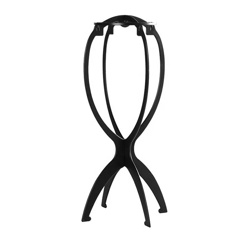 Soportes para juegos de peluca, soporte de plástico para exhibición de sombrero, soporte para cabeza de peluca, soporte para maniquí, soporte para peluca de plástico Flexible plegable portátil, 1 pieza