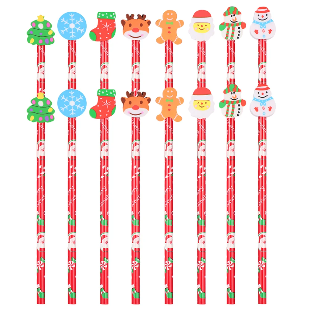 

24 Pcs Christmas Children's Gift Pencil Kindergarten School Prize Eraser-Tipped 24pcs (Christmas Mixed) Pencils Wood for Wooden