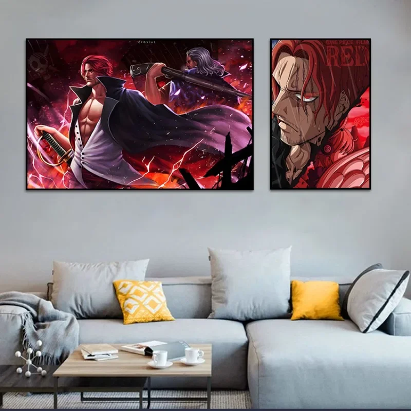 O-One P-Piece Four Emperors Shanks Frameless Canvas Core Painting Poster Decoration Furniture Decoration Animation Peripheral