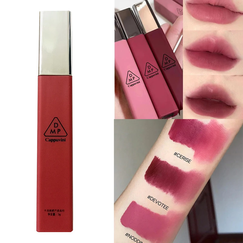 ลิปกลอสเนื้อแมทกำมะหยี่ Cappuvini ให้ความชุ่มชื้น เรียบเนียน ติดทนนาน ไม่ติดแก้ว ลิปสติกสำหรับผู้หญิง ใช้ง่าย