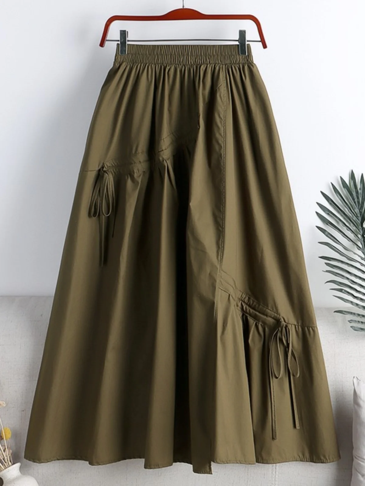 

High Waist Draped A-Line Skirt for Women Bla Vintage Spring Summer New Sle Commute Korean Sle Pleated Midi Skirt
