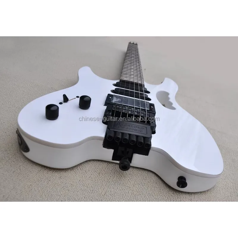 Flyoung White Headless Electric Guitar Custom Made Left Handed Stringed Instruments