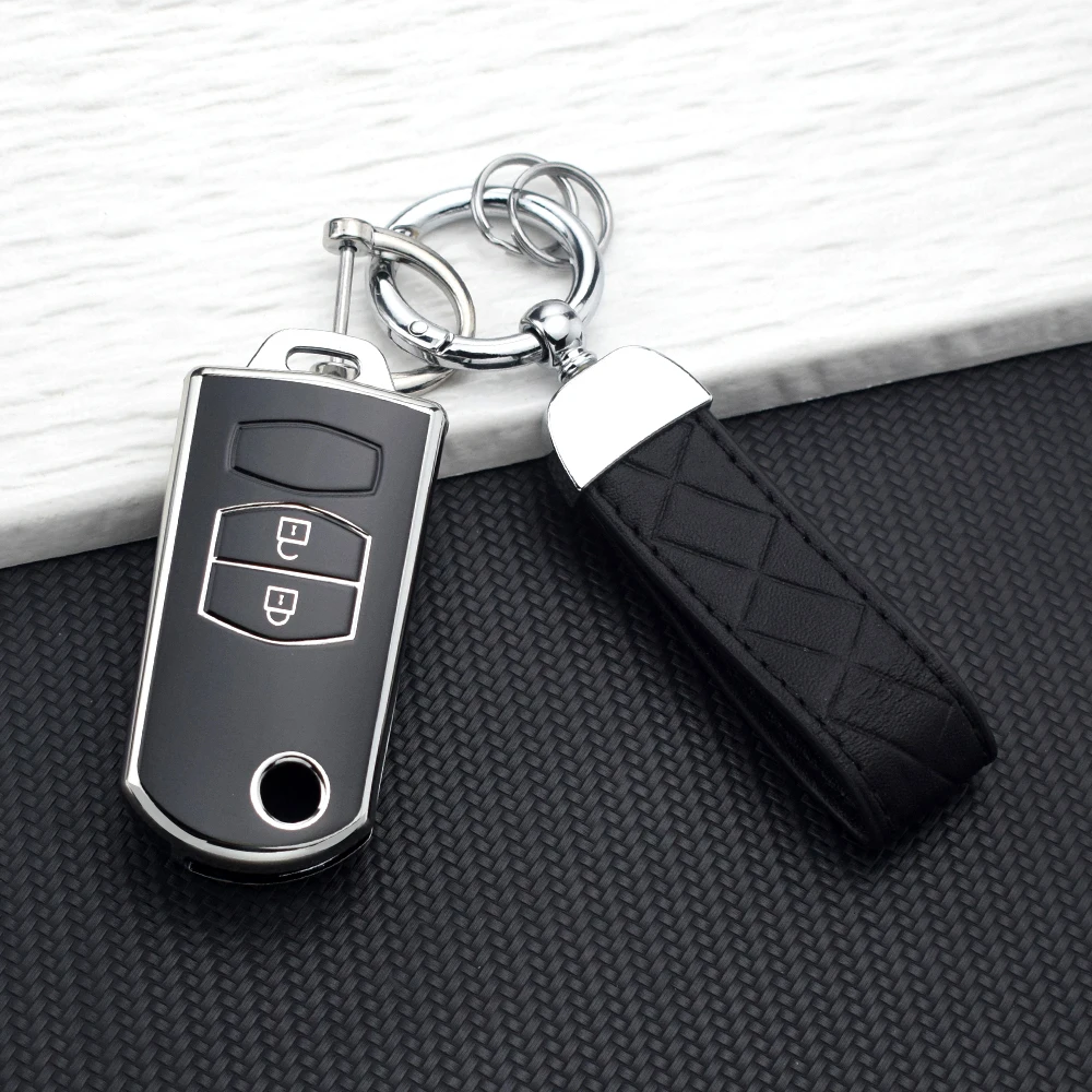 2/3 Buttons Car Key Case Cover Holder for Mazda 3 6 2 CX-5 CX-7 CX-9 Demio MX-5 RX-8 5 MPV M3 M5 M6 Soft TPU Shell Fob Keychain view 6