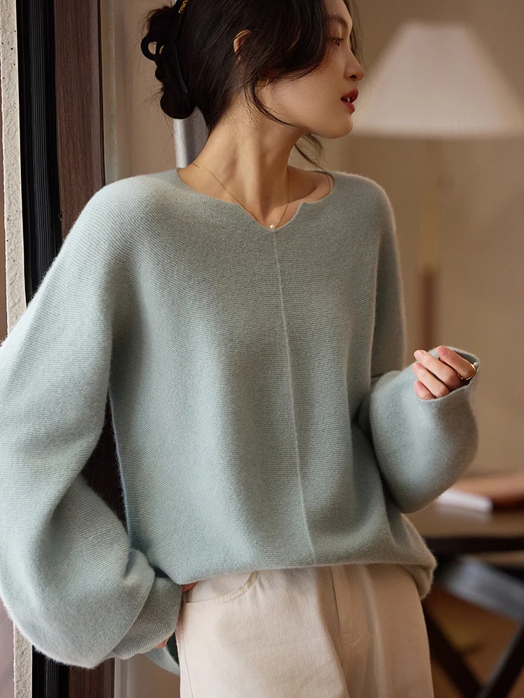 TLOML Nuove Donne 100% Lana Merino Maglieria Con Scollo A V Pullover Maglione di Cachemire Casual Allentato Stile Pigro Autunno Inverno Morbido Caldo Magliette E Camicette