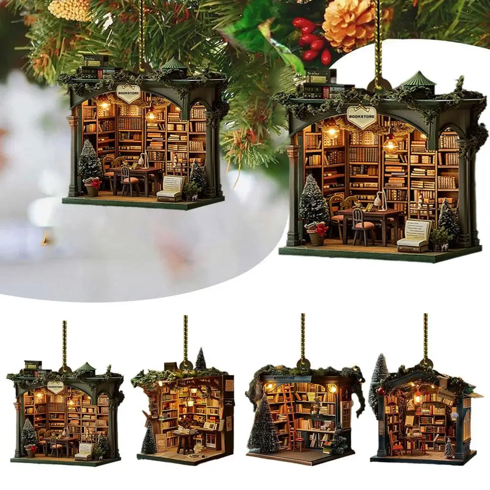 Weihnachten Buchhandlung Ornament Buch Liebhaber Weihnachten Ornament Weihnachten Perle Baum Weihnachtsbaum Buch Buch Ornament Vorhang Q5r9