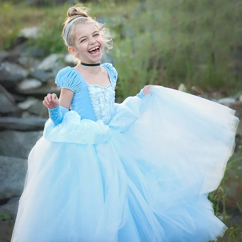 Disney Girl Party Dress for Kids Princess Cinderella Costume Luxury Birthday Carnival Party Cosplay Dresses Children Clothes