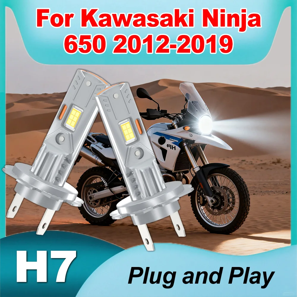 1 Uds. Bombilla de faro de motocicleta H7, 22000LM, superbrillante, para Kawasaki Ninja 650 2012-2016 2017 2018 2019, faro de motocicleta Plug-N-Play