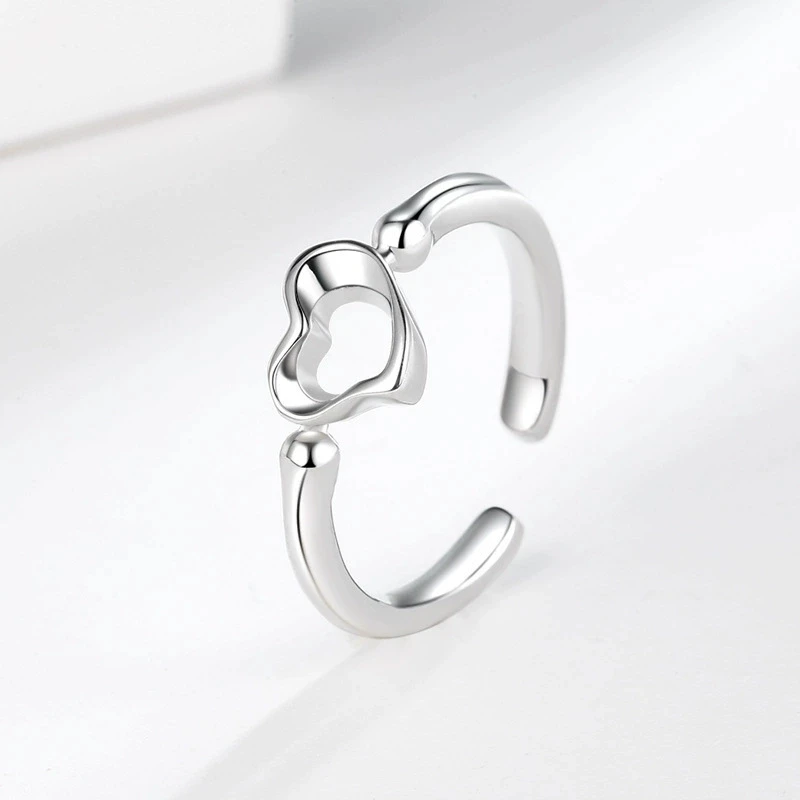 Minimalist Geometric Heart Open Ring European Style Index Finger Ring for Women Trendy Stackable Jewelry Gift