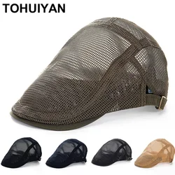 Summer Quick Drying Newsboy Hats Men Boinas Berets Caps Outdoor Breathable Mesh Golf Hat Duckbill Visor Flat Caps for Women