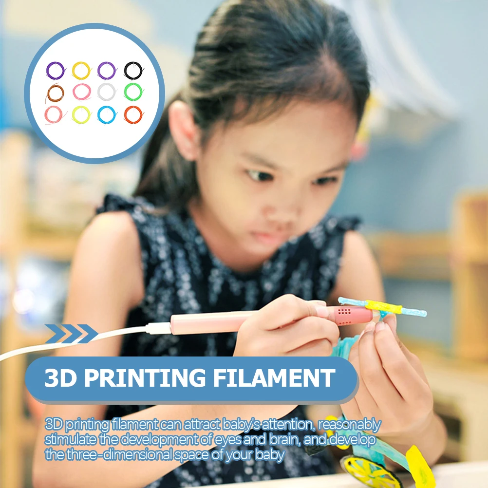 

12pcs Pen Filament Smooth Premium Compatible All 3D Pens Long Lasting Creative Supplies Kids Brain Development