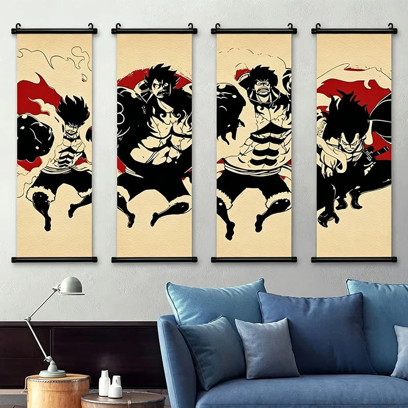 ONE PIECE Decorative Scroll Painting Ukiyo-e Style Cartoon Merchandise Printing Poster Room Canvas Mural Holiday Gift